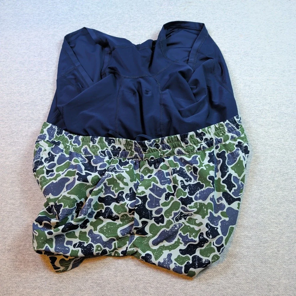 Legends Luka Shorts Mens XXL 2XL Green Blue Camo Lined Athletic Training Running